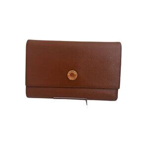 BULGARI Tan Camel Leather Snap Closure Wallet